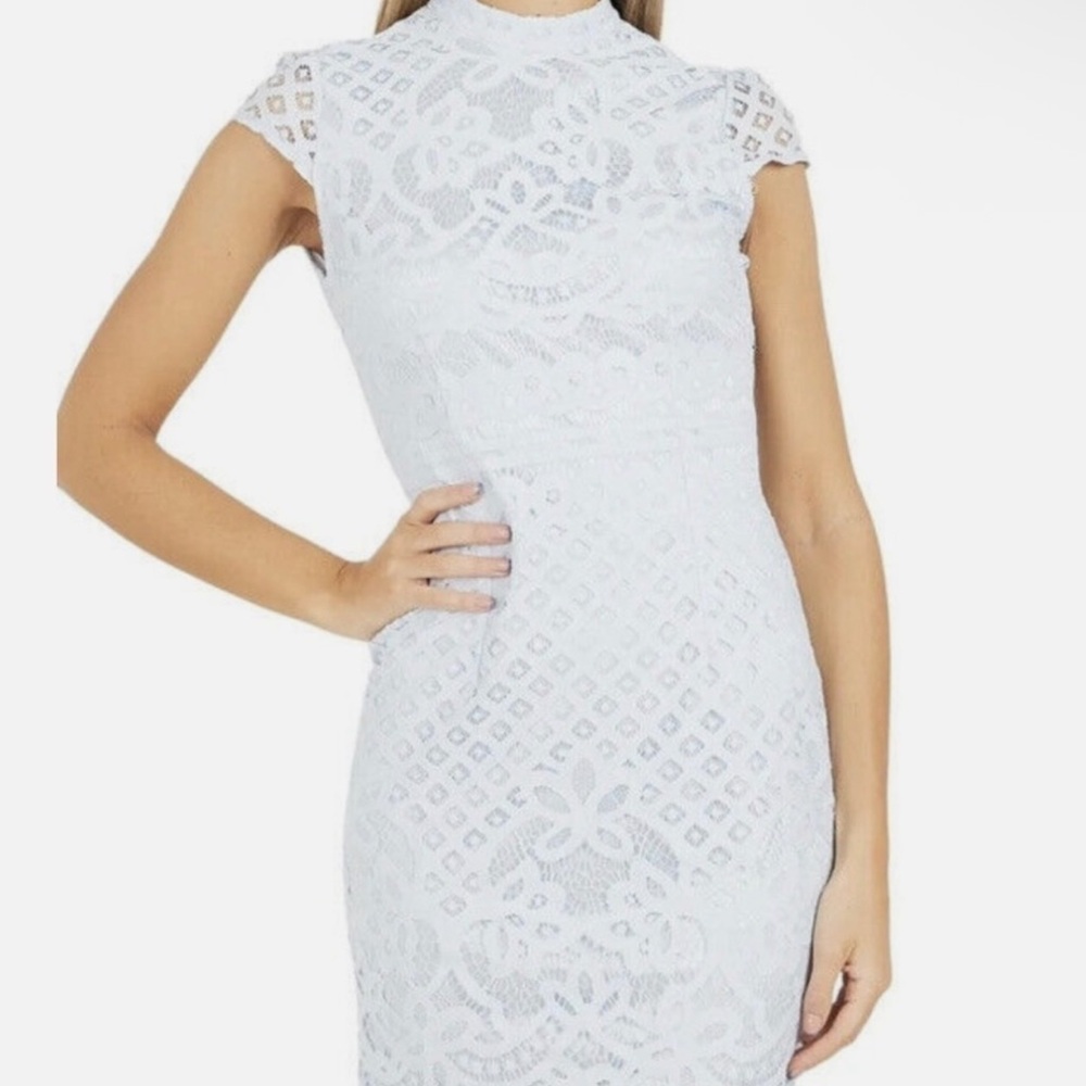Quiz Lace Mock Neck Women’s White Dress NEW WITH TAG Size 8